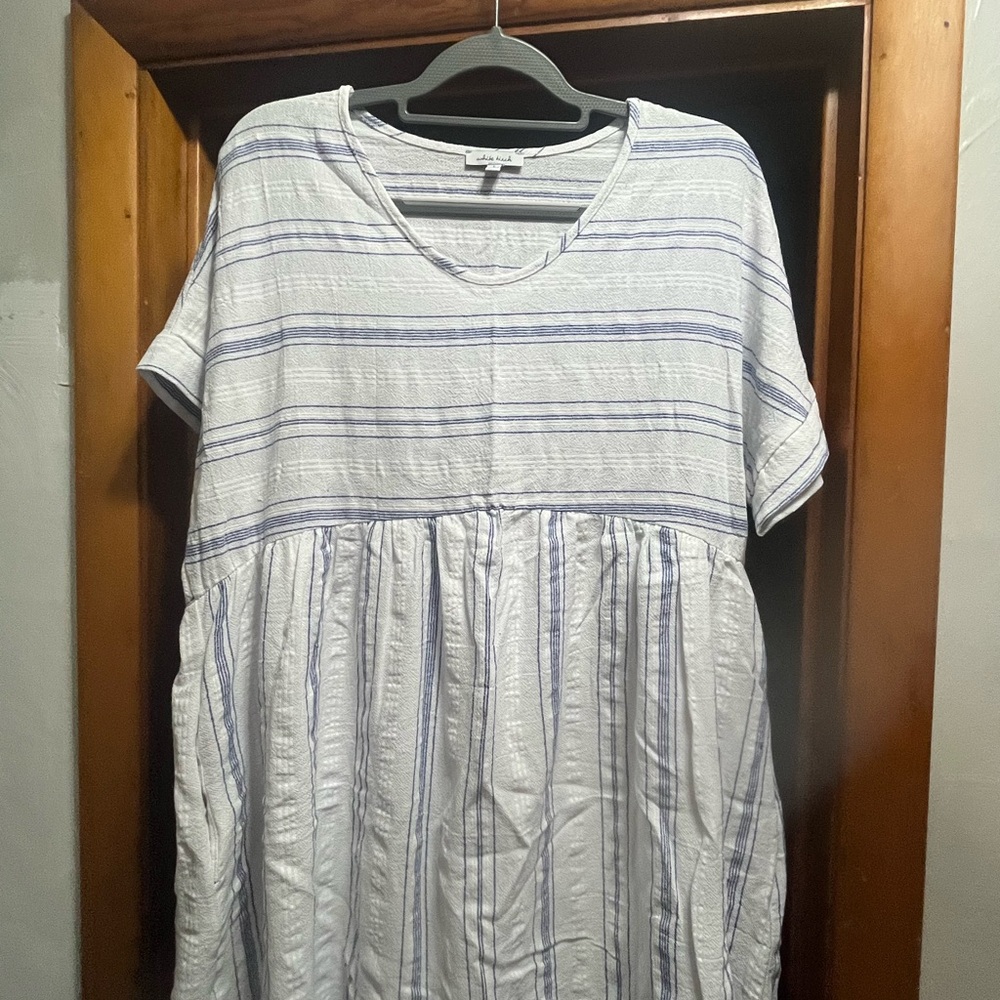 White Birch Blue and White Striped babydoll dress
